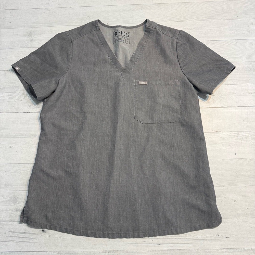 FIGS Catarina one pocket scrub top grey size large